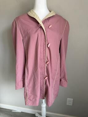 Ms. Freddi Pink Cream Button Up Peacoat Womens M Vintage 90s Grannycore